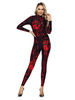 Costumes dHalloween Combinaison Stretch Rouge Noir Costumes de Vacances Justaucorps Polyester