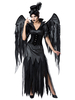Costumes dHalloween Femme Noir Élégant Chapeau Ceinturé Ailes Polyester Verni Robe de Vacances