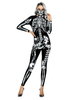 Costumes dHalloween Noir Argent Combinaison Stretch Femme Justaucorps Polyester Costumes de Vacances