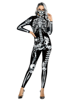 Costumes dHalloween Noir Argent Combinaison Stretch Femme Justaucorps Polyester Costumes de Vacances