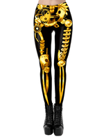 Costumes dHalloween Pantalons extensibles pour femmes en or noir Costumes de vacances skinny en polyester