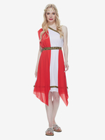 Costumes dHalloween pour adultes robe vintage en polyester à blocs de couleurs rouges costumes dHalloween pour les fêtes