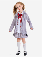 Costumes dHalloween pour enfants Ensemble dHalloween gris Jupe cravate en polyester pour enfants