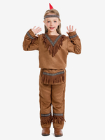 Costumes dHalloween pour enfants Ensemble dHalloween marron café Couvre-chef en polyester pour enfants Pantalons