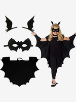 Costumes dHalloween pour enfants Ensemble dHalloween noir Cape en polyester pour enfants Masque