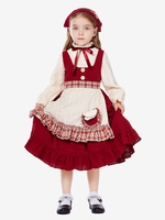 Costumes dHalloween pour enfants Ensemble dHalloween rouge Robe en polyester pour enfants Couvre-chef