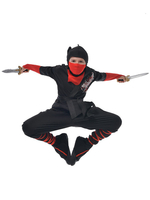 Costumes dHalloween pour enfants Ensemble de 2 pièces masque en polyester Ninja noir