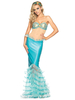 Costumes dHalloween pour femmes Bleu ciel clair Soutien-gorge sexy sirène Ensemble polyester