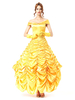 Costumes dHalloween pour femmes Gants de mise en forme de conte de fées jaunes Robe polie en polyester Costumes de vacances