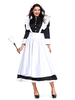 Costumes dHalloween pour femmes noir adulte deux tons femme de chambre tablier en polyester robe de vacances