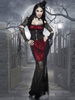 Costumes dHalloween pour femmes Robe de vacances en polyester à couches rétro de sorcière bordeaux