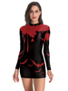 Costumes dHalloween pour femmes Robe extensible noire rouge Costumes de vacances moulantes en polyester