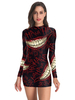 Costumes dHalloween pour femmes Robe extensible noire rouge Costumes de vacances moulantes en polyester