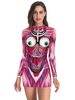 Costumes dHalloween pour femmes Robe extensible rose Costumes de vacances moulantes en polyester