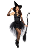 Costumes dHalloween pour femmes sorcière noire bicolore Sexy chapeau superposé Polyester Mardi Gras vacances robe