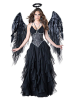 Costumes dhalloween pour femmes vampire noir oeuvre adulte Sexy ailes en couches robe de bal en Polyester Costumes de vacances