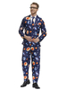 Costumes dhalloween pour hommes bleu élégant chemise pantalon polyester costumes ensemble vacances costumes ensemble complet