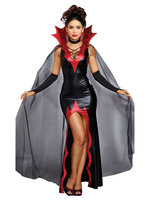 Costumes dHalloween Vampire Oeuvre dadulte noire Robe de vacances élégante en polyester
