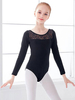 Costumes de danse de ballet ballerine noire enfants en dentelle plissée mise en forme combinaison vêtements de danse costume de danse fille