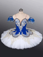 Costumes de danse de ballet bleu femme enfant ballerine volants dentelle robe en polyester vêtements de danse