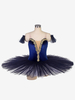 Costumes de danse de Ballet bleu profond fille adulte robe de ballerine à volants en dentelle