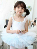 Costumes de danse de ballet Costume de ballerine à volants à rayures blanc et sans bretelles blancs pour enfants Déguisements Halloween
