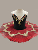 Costumes de danse de Ballet rouge fille enfant ballerine appliques strass dentelle Polyester robe ensemble vêtements de danse