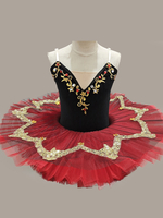 Costumes de danse de Ballet rouge fille enfant ballerine appliques strass dentelle Polyester robe ensemble vêtements de danse