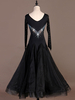 Costumes de danse de salle de bal Femmes noires Robe semi-transparente perlée Robe de danse de salle de bal Déguisements Halloween