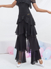 Costumes de danse de salon Bas en polyester noir Pantalon évasé Robe de danse