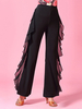 Costumes de danse de salon femmes noires Rayon Ruffles Pantalon de danseur de salon Déguisements Halloween