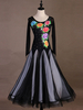 Costumes de danse de salon femmes noires robe de tulle perle appliques de danse porter Déguisements Halloween