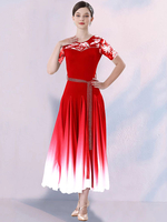Costumes De Danse De Salon Manches Courtes Robe De Danse Lycra Spandex Pour Femmes