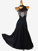 Costumes de danse de salon noir femme Lycra Spandex robe asymétrique robe de danse