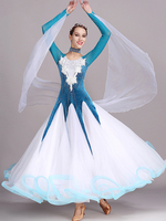 Costumes de danse de salon noir femmes élégant bijou cou robe en Polyester strass dentelle robe de danse superposée