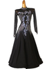 Costumes de danse de salon noir femmes Sexy Polyester imprimé fleuri strass robe danseuse robe de danse