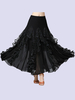 Costumes de Danse de Salon Noir Lait en Soie Paillettes Ruffles Jupe Longue Robe de Danse de Salon Déguisements Halloween