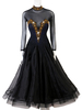 Costumes de danse de salon Rhineston Noir Mi-Transparente Robe Robe de danse Déguisements Halloween