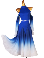 Costumes de danse de salon robe de danse bleu royal pour femmes