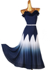 Costumes de danse de salon robe de danse femmes bleu marine foncé blanc