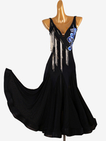 Costumes de danse de salon robe de danse Sexy en Lycra Spandex pour femmes noires