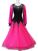 Costumes de danse de salon strass volants rose robe rouge femmes robe de danse Déguisements Halloween