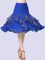 Costumes de danse de salon Tulle jupe longue fleur dorure robe de danse pour les femmes Déguisements Halloween