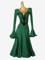 Costumes de danse de salon Vert Femme Bloc de Couleur Lycra Spandex Robe Volants Robe de Danse