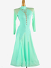 Costumes de danse de salon vert menthe femmes Lycra Spandex ensemble robe strass robe de danse