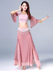 Costumes de danse du ventre camée rose à volants plissés vêtements de danse du ventre pour les femmes Déguisements Halloween