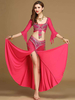 Costumes de danse du ventre femme rose rouge perles haute costume de performance de danse du ventre Déguisements Halloween