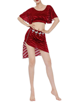 Costumes de Danse du ventre rayures bordeaux Danseuse du ventre Split Wear Belly Dance Wear pour les femmes Déguisements Halloween