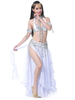 Costumes de Danse du Ventre Strass scindés Ruffle en Mousseline de Soie Performance Femmes Costume Déguisements Halloween