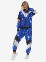 Costumes De Danse Hip-Hop Bleus Femme Homme Vintage Ensembles De Pantalons Rétro